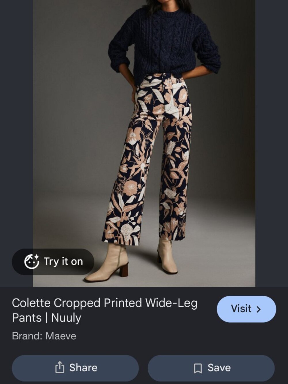 ANTHROPOLOGIE jo faulkner maeve the colette floral crop pants 32